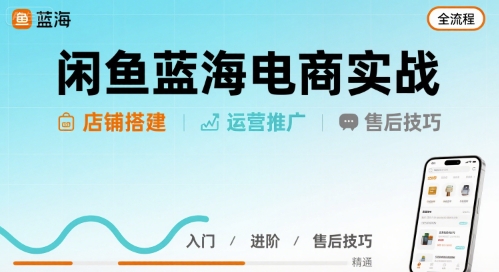 闲鱼蓝海电商实战，店铺搭建运营售后全流程-创业项目网