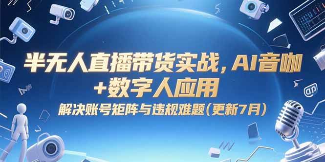 （15280期）半无人直播带货实战，AI音咖+数字人应用 解决账号矩阵与违规难题(更新7月)-创业项目网