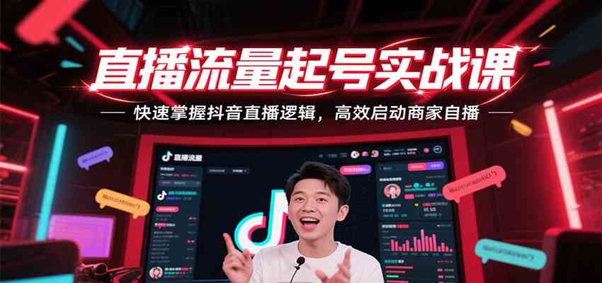 直播流量起号实战课，快速掌握抖音直播逻辑，高效启动商家自播-创业项目网