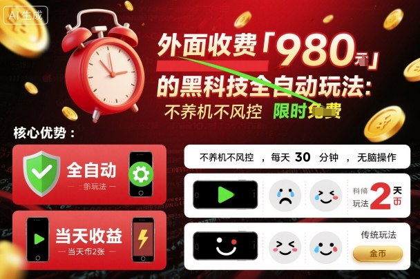 外面收费980的黑科技全自动玩法，不养机不风控，每天30分钟，无脑操作，当天收益2张【揭秘】-创业项目网