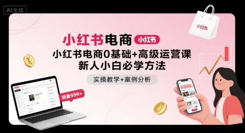 小红书电商0基础+高级运营课，新人小白必学方法，实操教学+案例分析-创业项目网