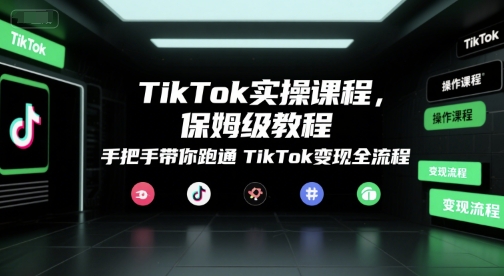 TikTok实操课程，保姆级教程，手把手带你跑通TikTok变现全流程-创业项目网