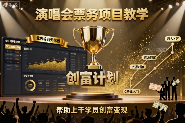 演唱会票务项目教学，业内培训天花板，帮助上千学员创富变现（更新）-创业项目网