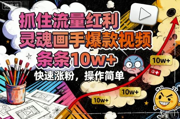 抓住流量红利，灵魂画手爆款视频，条条10w+，快速涨粉，操作简单-创业项目网