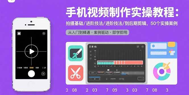 （15789期）手机视频制作实操教程：拍摄基础/进阶技法/到后期剪辑，50个实操案例-创业项目网