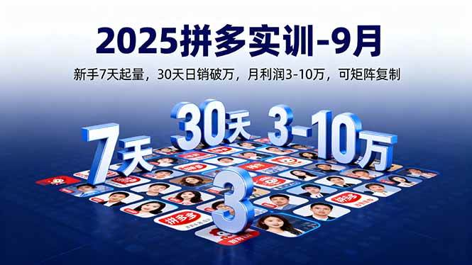 （16008期）2025拼多多实训-9月：新手7天起量,30天日销破万,月利润3-10万,可矩阵复制-创业项目网