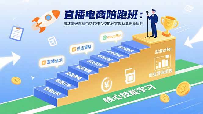 （15900期）直播电商陪跑班：快速掌握直播电商的核心技能并实现就业/创业目标-创业项目网