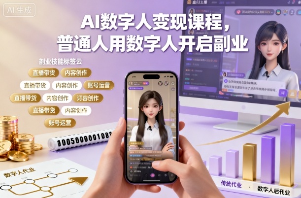 AI数字人变现课程，普通人用数字人开启副业-创业项目网