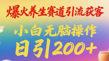 爆火养生赛道引流获客，小白无脑操作，日引200+-创业项目网