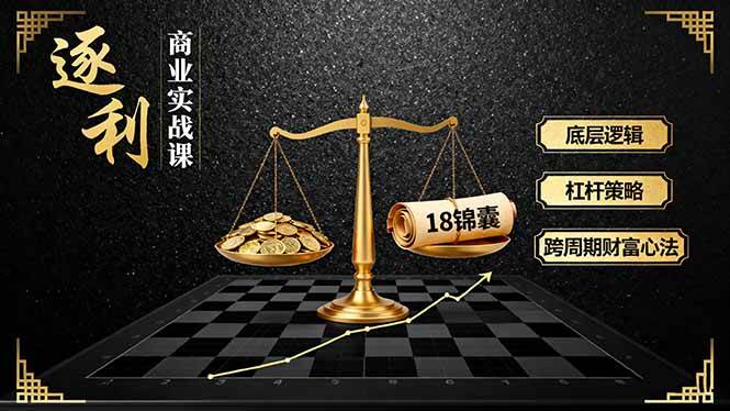 （16046期）《逐 利》商业实战课，底层逻辑、杠杆策略、18锦囊，跨周期财富心法-创业项目网