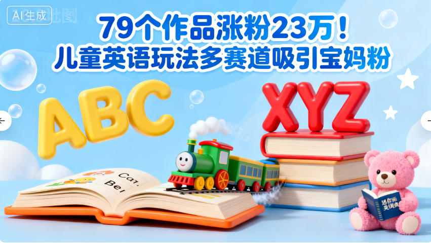 79个作品涨粉23w！儿童英语玩法多赛道吸引宝妈粉-创业项目网