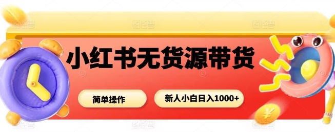 小红书无货源带货项目，简单无脑，新人小白日入多张-创业项目网