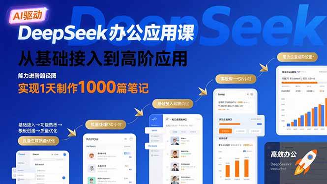 （15754期）DeepSeek办公应用课：从基础接入到高阶应用，实现1天制作1000篇笔记-创业项目网