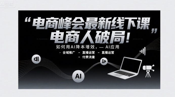 电商峰会最新线下课，电商人破局，如何用AI降本增效，AI应用-全域推广-直播运营-付费流量-创业项目网