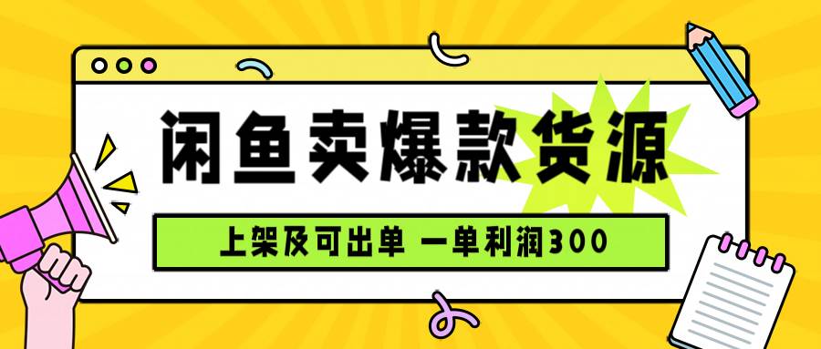 （15977期）闲鱼卖爆款货源，每天利润1000，上架即出单-创业项目网