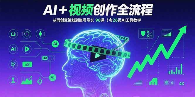 （15869期）AI+短视频创作全流程：从创意策划到账号增长，96节课(含26项AI工具教学)-创业项目网