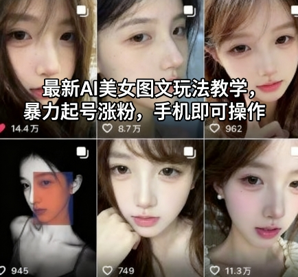 最新AI美女图文玩法教学，暴力起号涨粉，手机即可操作-创业项目网