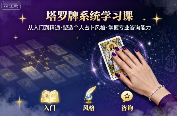 塔罗牌系统学习课，助你从入门到精通，塑造个人占卜风格，掌握专业咨询能力-创业项目网