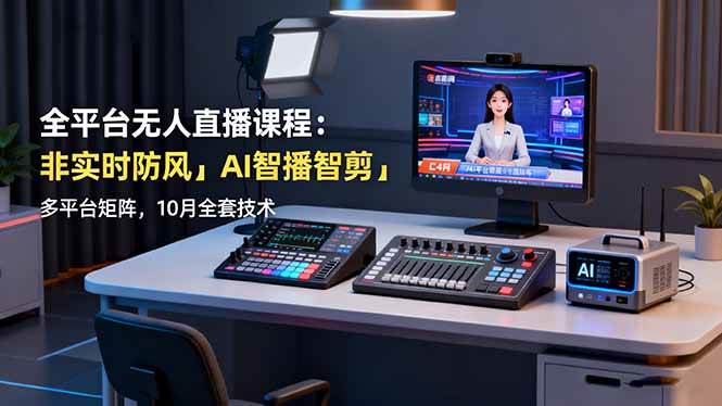 （16279期）全平台无人直播课程：非实时防风＋AI智播智剪＋多平台矩阵，10月全套技术-创业项目网