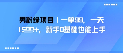 男粉绿项目，一单99，新手0基础也能上手，刚需稳定-创业项目网