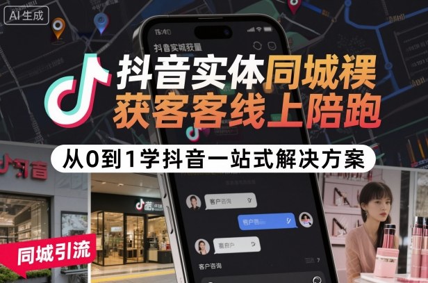 抖音实体同城获客线上陪跑，从0到1学抖音一站式解决方案-创业项目网