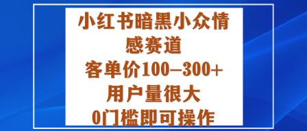 小红书暗黑小众情感赛道，客单价100-300+用户量很大，0门槛即可操作-创业项目网