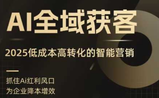 AI全域获客实训营，2025低成本高转化的智能营销，精准找客，高效营销-创业项目网