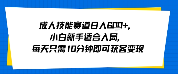 成人技能赛道日入多张，小白新手适合入局，每天只需10分钟即可获客变现-创业项目网
