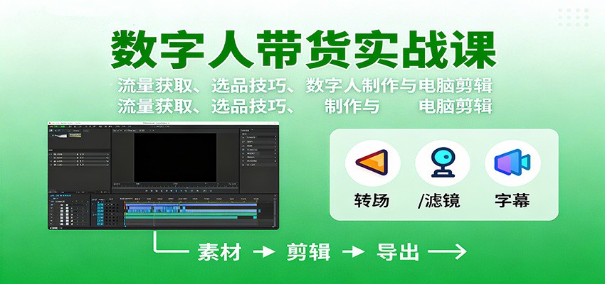 数字人变现实战课：流量获取、选品技巧、数字人制作与电脑剪辑-创业项目网
