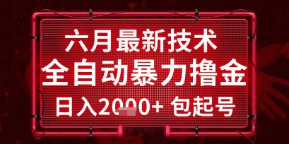 六月最新技术全自动暴力撸金，稳定日入2k+包起号，长期稳定【揭秘】-创业项目网