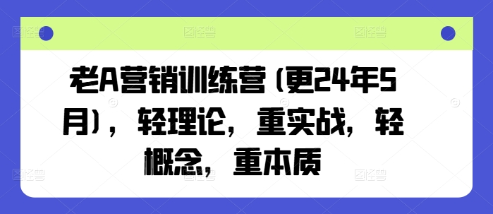 老A营销训练营(更25年7月)，轻理论，重实战，轻概念，重本质-创业项目网