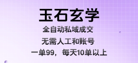玉石玄学全自动私域成交，一单99每天十单以上，无需人工和矩阵账号，蓝海项目直接干【揭秘】-创业项目网