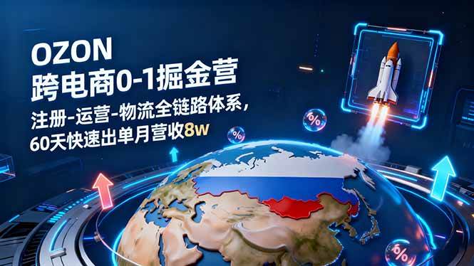（16277期）OZON跨境电商0-1掘金营：注册-运营-物流全链路体系，60天快速出单月营收8w-创业项目网