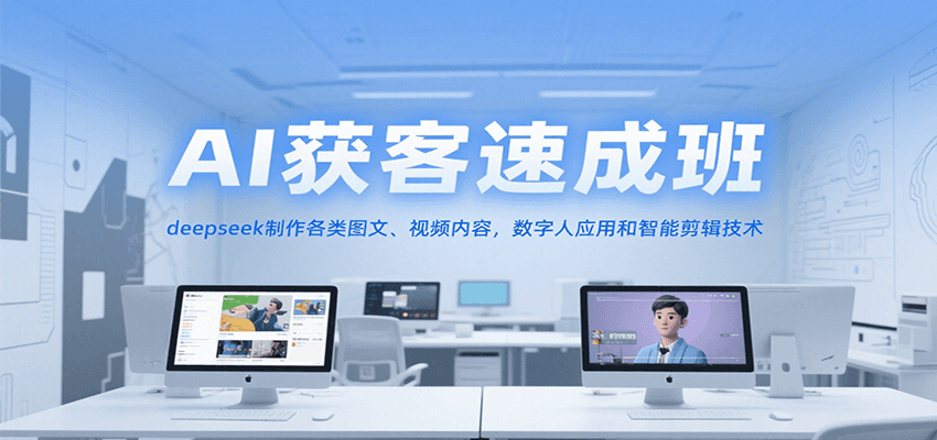 AI获客速成班，deepseek制作各类图文、视频内容，数字人应用和智能剪辑技术-创业项目网