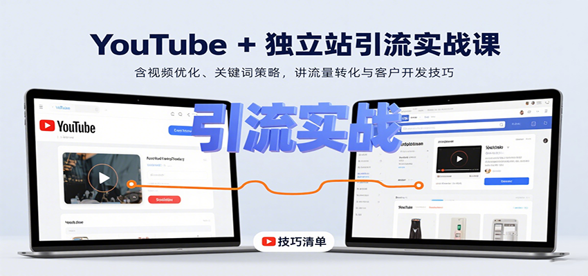 YouTube+独立站引流实战课：含视频优化、关键词策略，讲流量转化与客户开发技巧-创业项目网