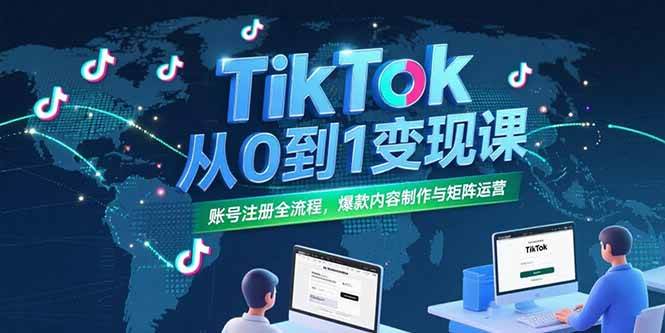 （15346期）TikTok从0到1变现课，账号注册全流程，爆款内容制作与矩阵运营-创业项目网