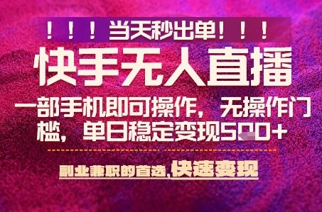 快手无人不封号最新AI转播玩法，当天见收益，轻松日入5张+，一部手机就可以操作【揭秘】-创业项目网