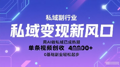私域变现新风口：用AI做私域已成热潮，单条视频创收1k+，0基础副业轻松起步-创业项目网