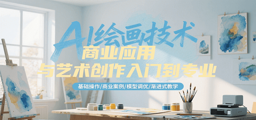 AI绘画技术商业应用与艺术创作入门到专业，基础操作/商业案例/模型调优/渐进式教学-创业项目网