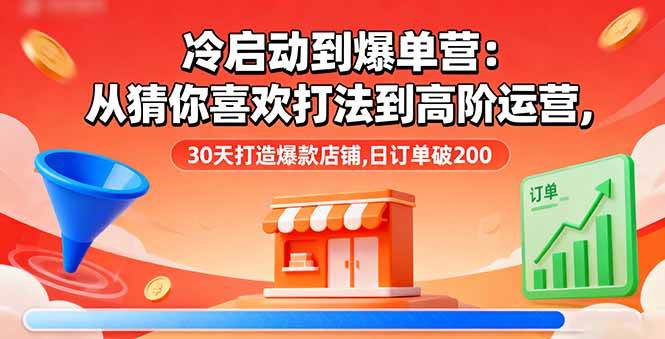 （16177期）冷启动到爆单营：从猜你喜欢打法到高阶运营,30天打造爆款店铺,日订单破200-创业项目网