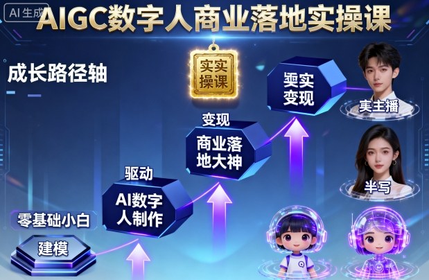 AIGC数字人商业落地实操课，从零基础小白到AI数字人大神-创业项目网