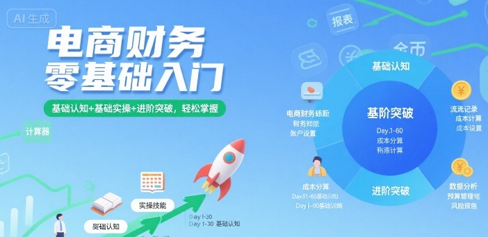 电商财务零基础入门，基础认知+基础实操+进阶突破，轻松掌握-创业项目网