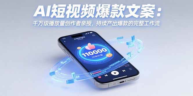 （15569期）AI短视频爆款文案：千万级播放量创作者亲授，持续产出爆款的完整工作流-创业项目网