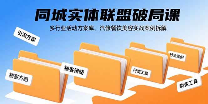 （15833期）同城实体联盟破局课，多行业活动方案库，汽修餐饮美容实战案例拆解-创业项目网