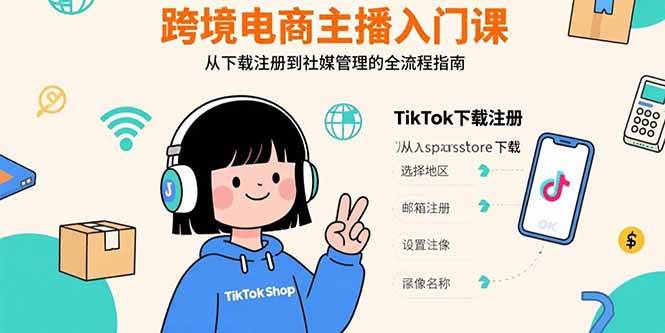 （15708期）跨境电商主播入门课，TikTok下载注册，支付工具配置，社媒账号管理全流程-创业项目网