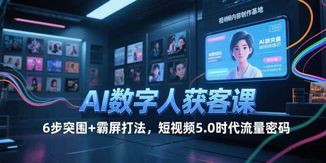 （15247期）AI数字人获客课，6步突围+霸屏打法，短视频5.0时代流量密码-创业项目网
