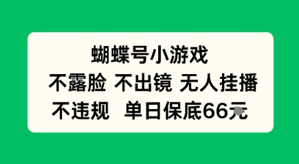 蝴蝶号小游戏，不露脸不出境 无人挂播，不违规 单日保底66米-创业项目网