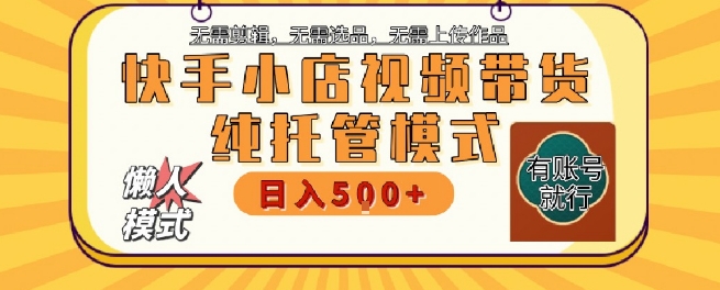 快手小店托管代运营，无需剪辑，无需选品，无需上传作品，全程无需操作，轻松月入5k+【揭秘】-创业项目网