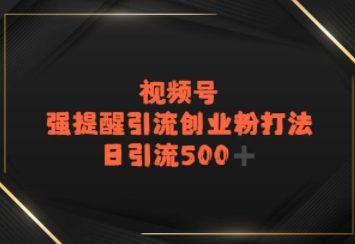 视频号强提醒引流，日引流500+精准创业粉？-创业项目网