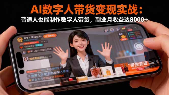 （16377期）AI数字人带货变现实战：普通人也能制作数字人带货，副业月收益达8000+-创业项目网
